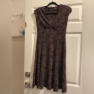 Chaps Purple and White Polka Dot Midi Dress